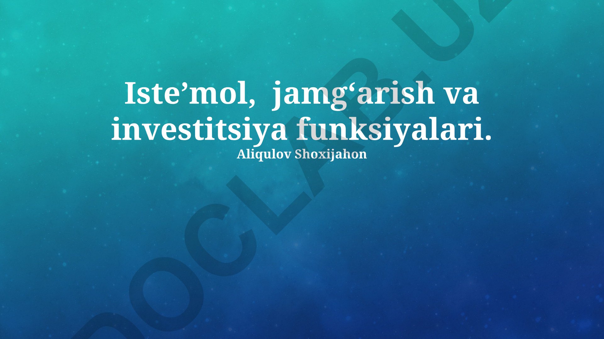 Iste'mol, jamg'arma va investitsiya funksiyalari