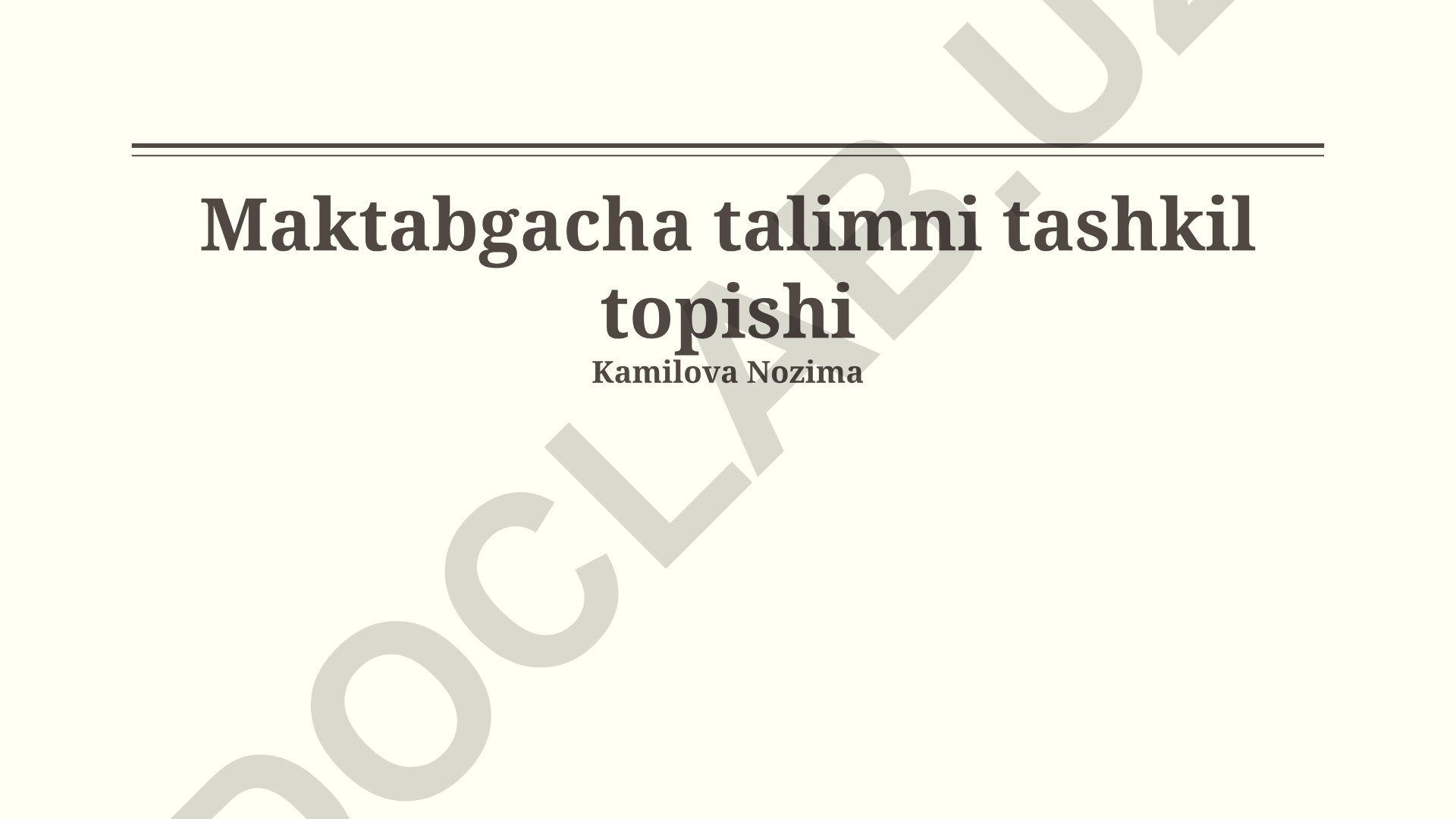Maktabgacha ta'lim tashkilotining tuzilishi va moliyalashtirilishi