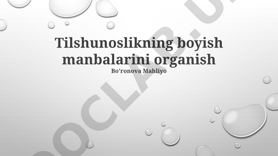 Tilshunoslikning boyish manbalarini o'rganish