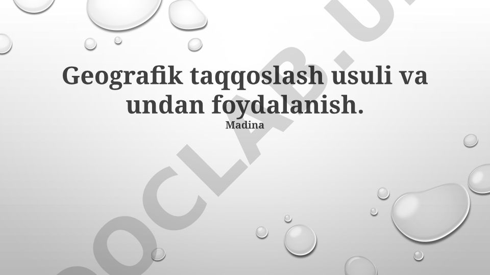 Geografik taqqoslash usuli va undan foydalanish