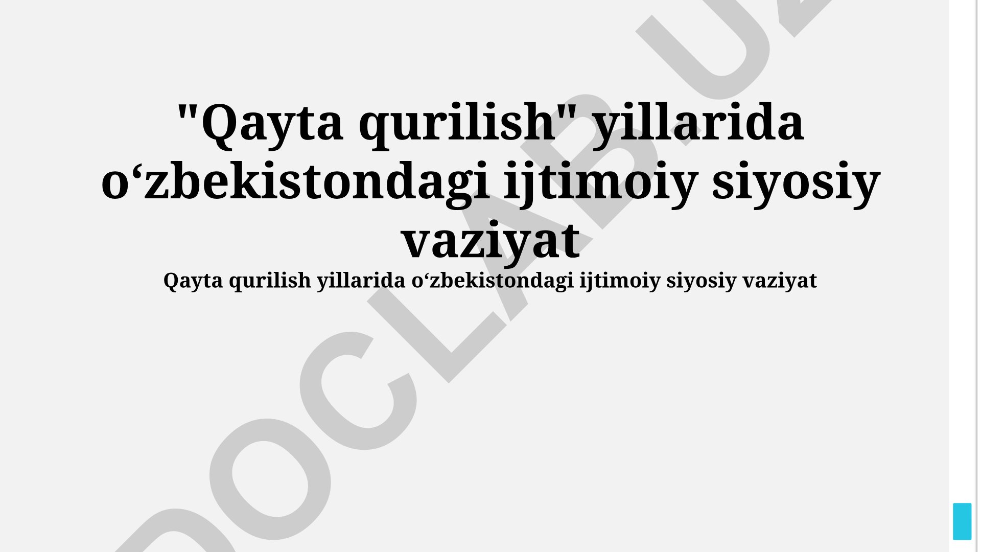 Qayta qurilish davridagi Oʻzbekistonning ijtimoiy-siyosiy ahvoli