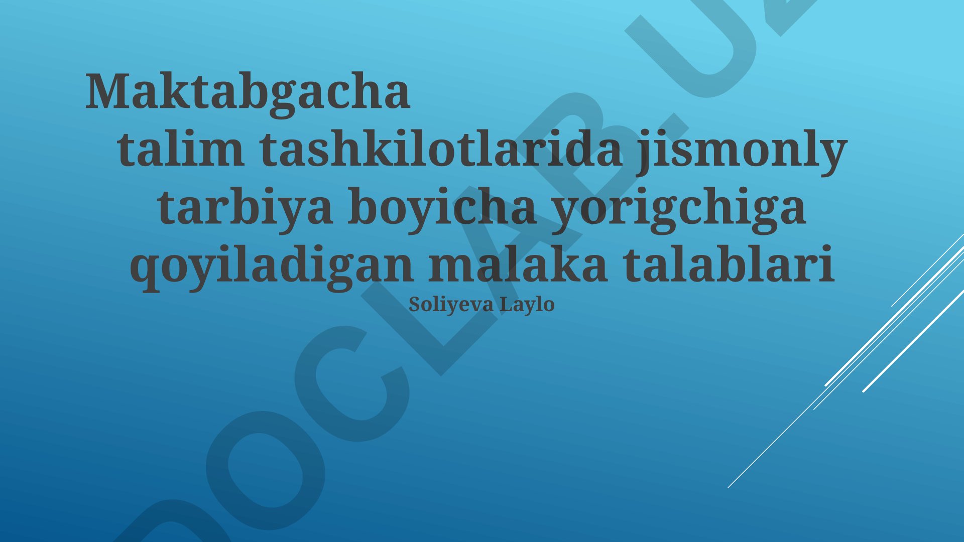 Maktabgacha ta'lim muassasalarida jismoniy tarbiya instruktori uchun malaka talablari