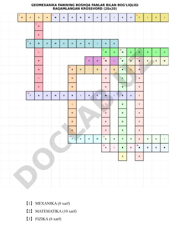 Mexanika, matematika va fizika fanlari bo'yicha so'zlar va ularning xarflari
