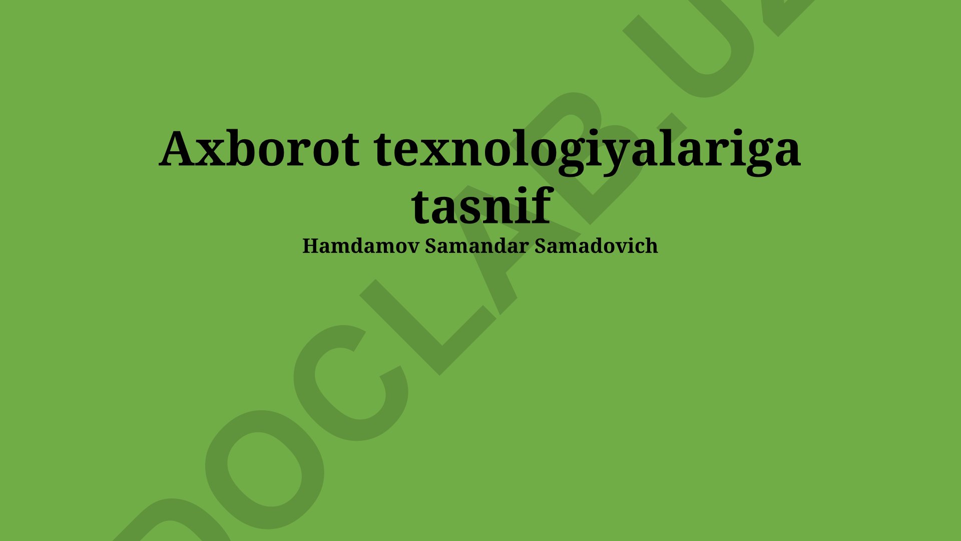 Axborot texnologiyalariga tasnif