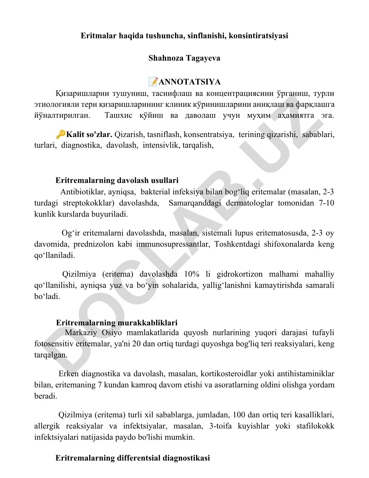 Eritmalar haqida tushuncha, sinflanishi, konsintiratsiyasi