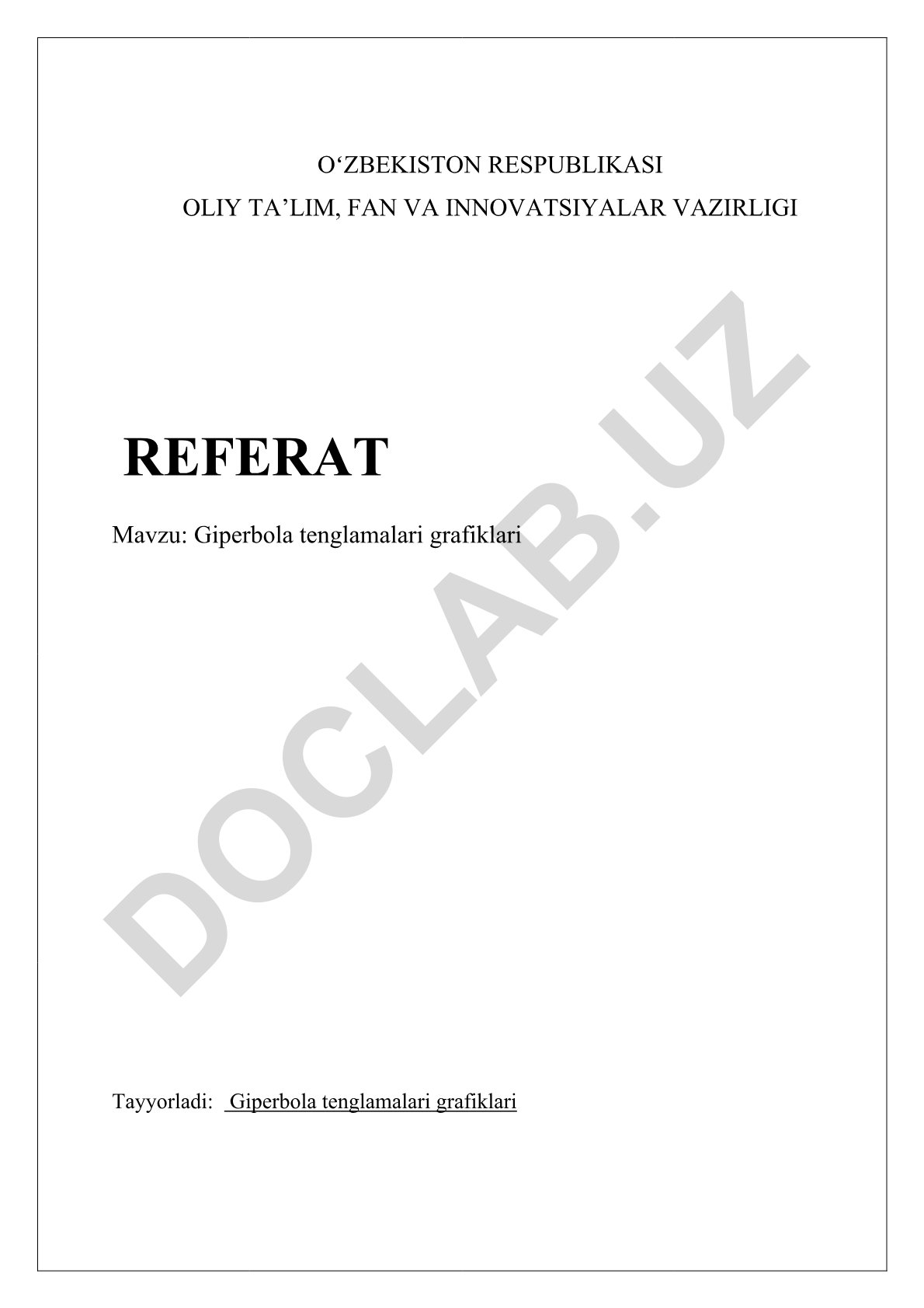 Giperbola tenglamalari grafiklari