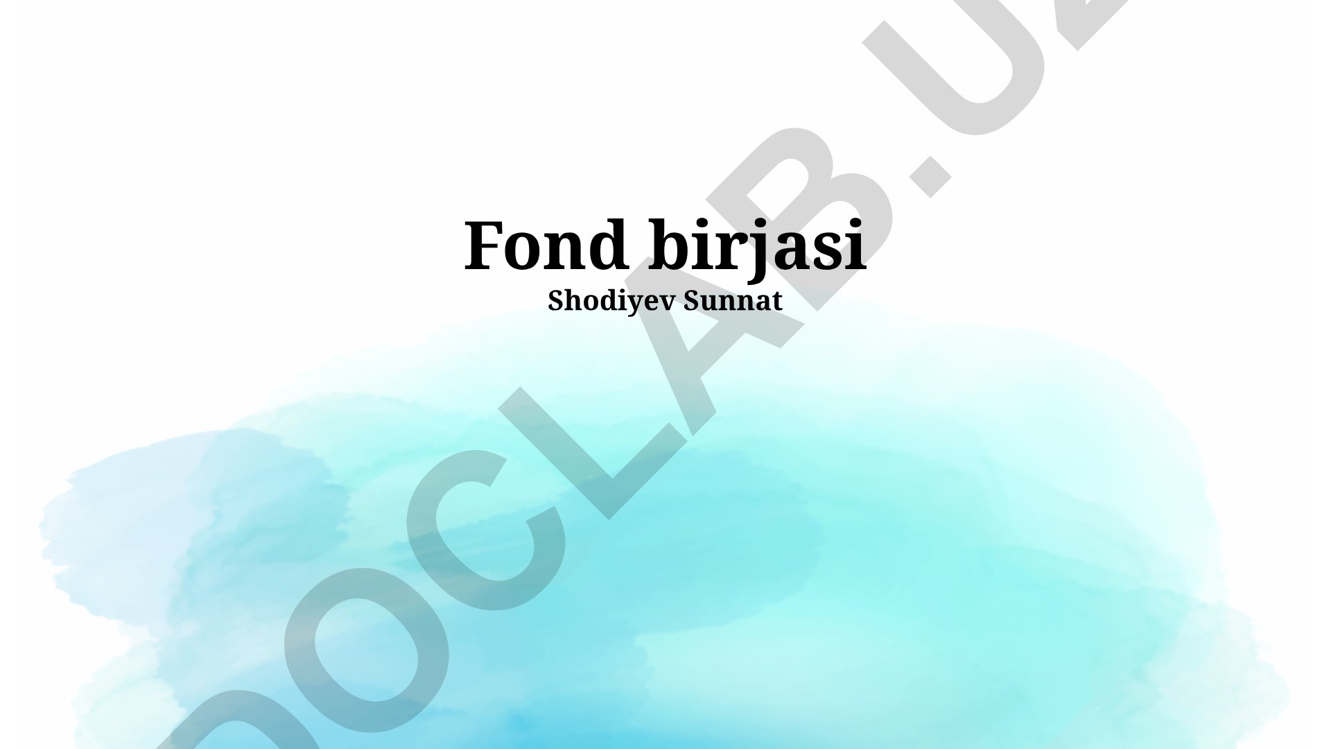 Fond birjasi va savdo strategiyalari