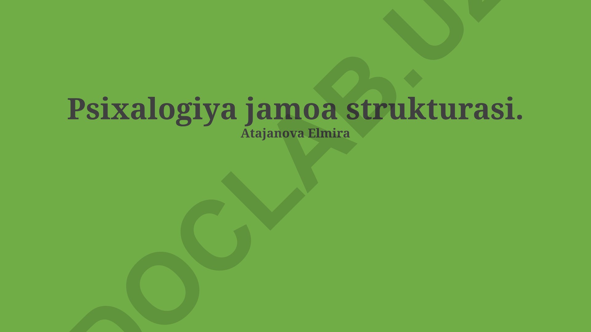Jamoa Psixologiyasi va Samaradorligi