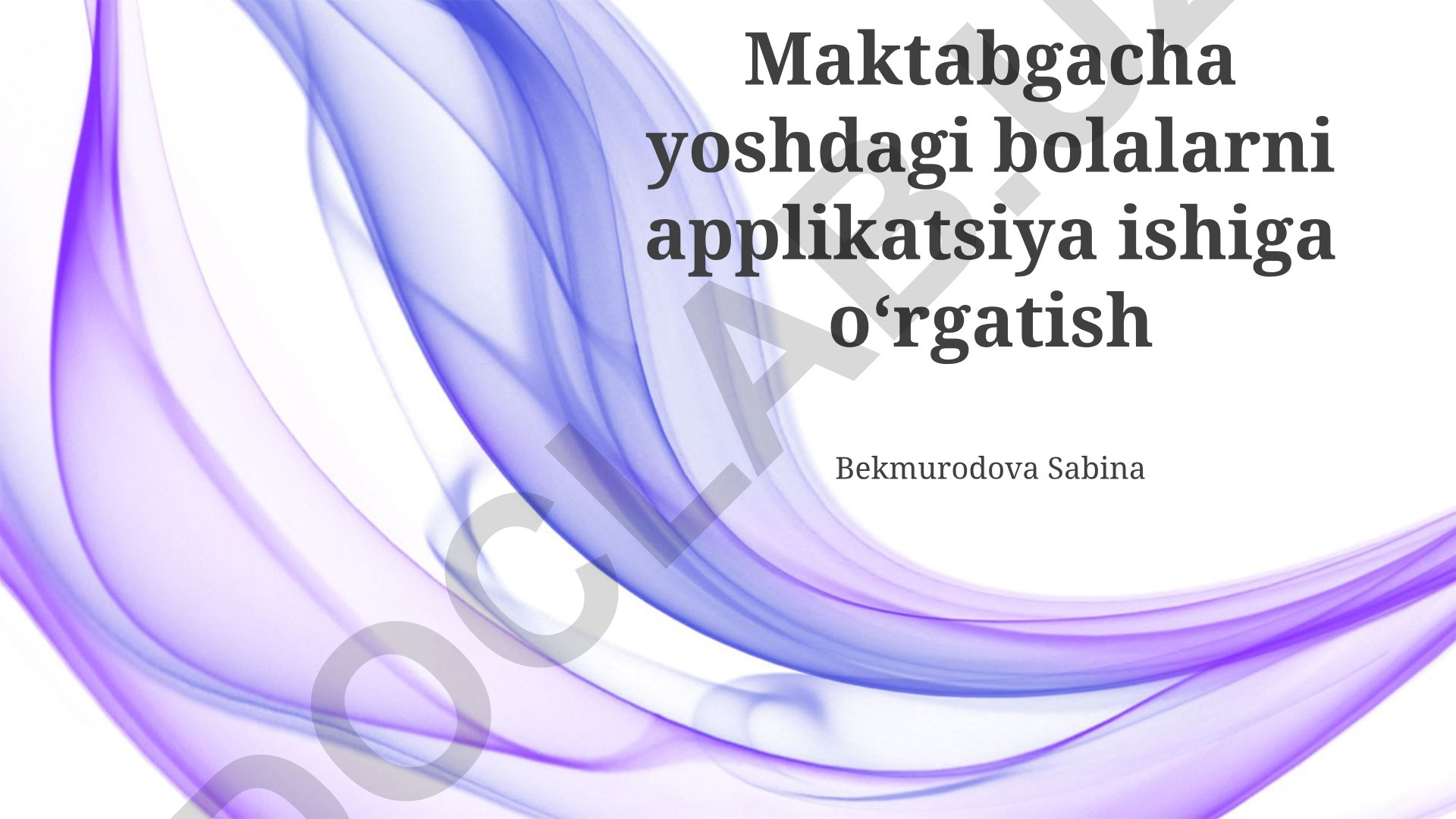 Maktabgacha yoshdagi bolalarni applikatsiya ishiga oʻrgatish