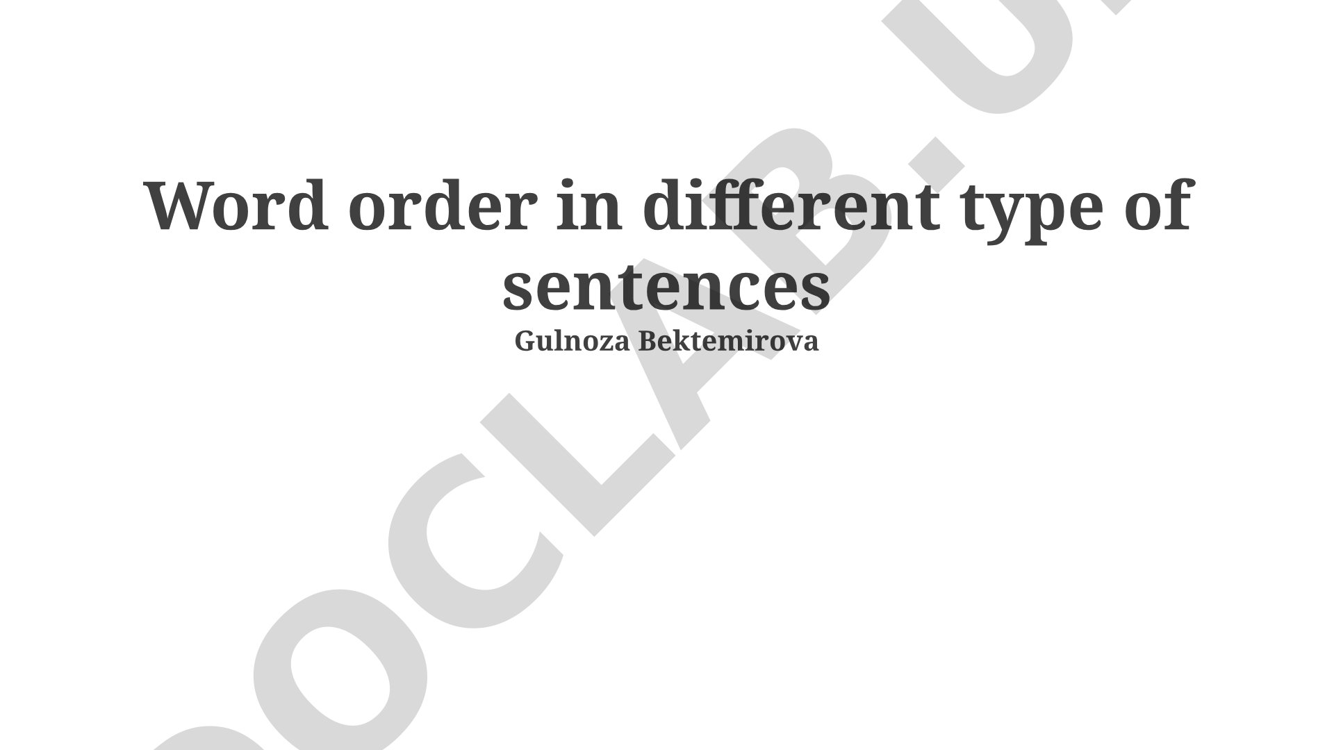 Word order in different type of sentences