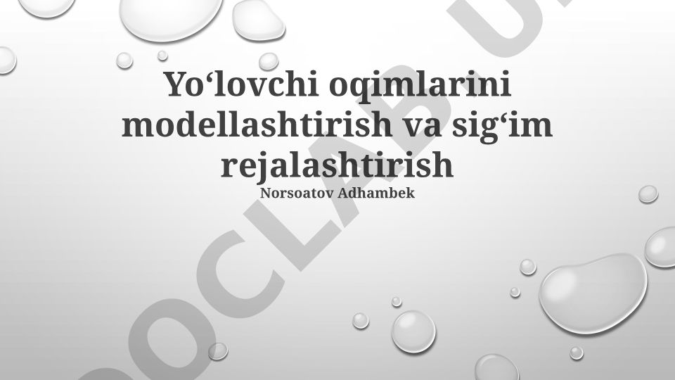 Yoʻlovchi oqimlarini modellashtirish va sigʻim rejalashtirish