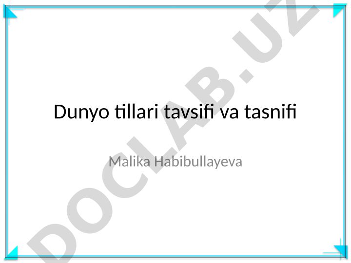 Dunyo tillari tavsifi va tasnifi