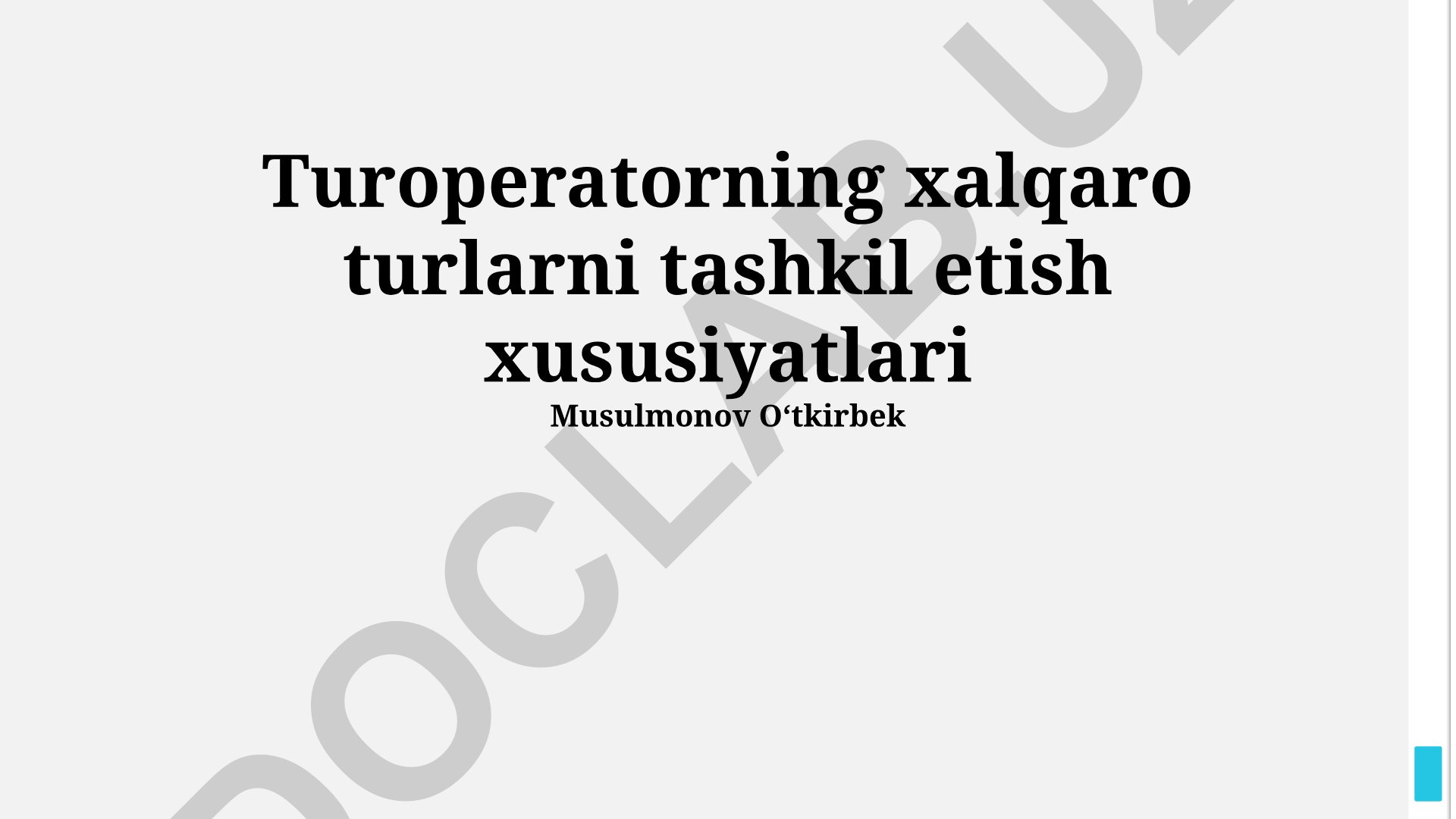 Xalqaro turlarni tashkil etish xususiyatlari