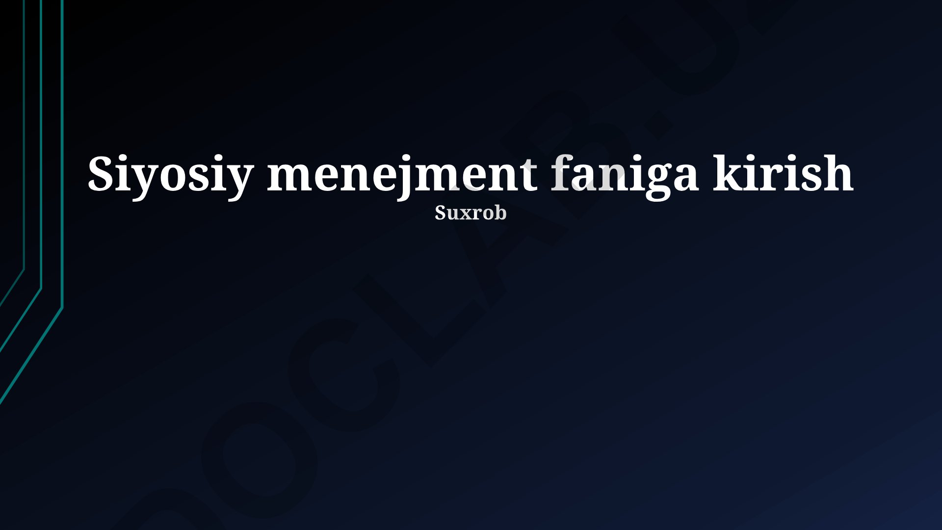 Siyosiy menejment faniga kirish