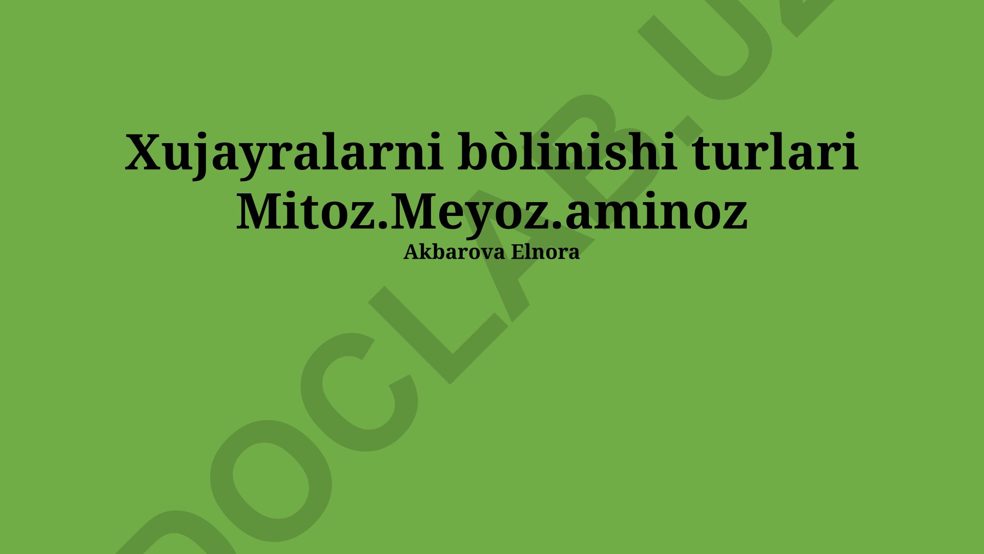 Xujayralarni bo'linishi turlari: Mitoz, Meyoz, Aminoz