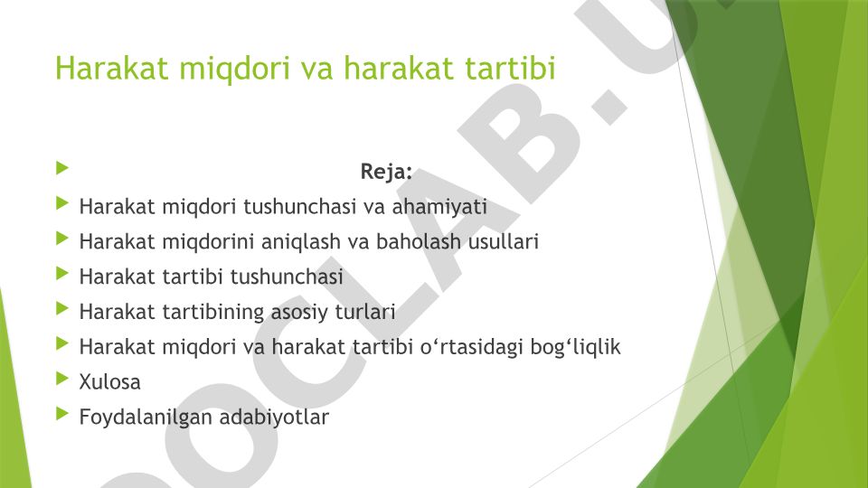 Harakat miqdori va harakat tartibi