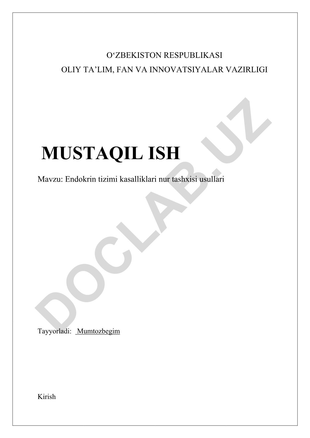 Endokrin tizimi kasalliklari nur tashxisi usullari