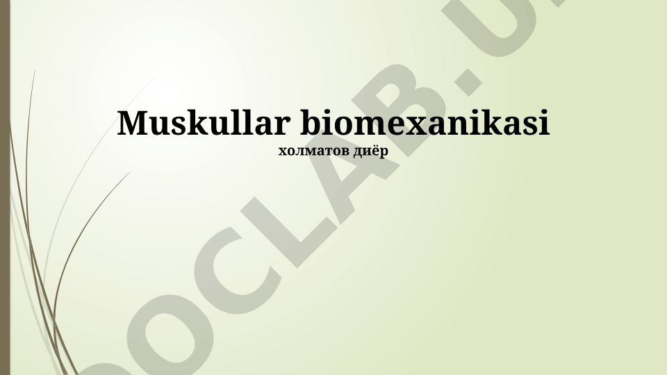 Mushak Biomekanikasining Asoslari va Amaliy Qo'llanilishi