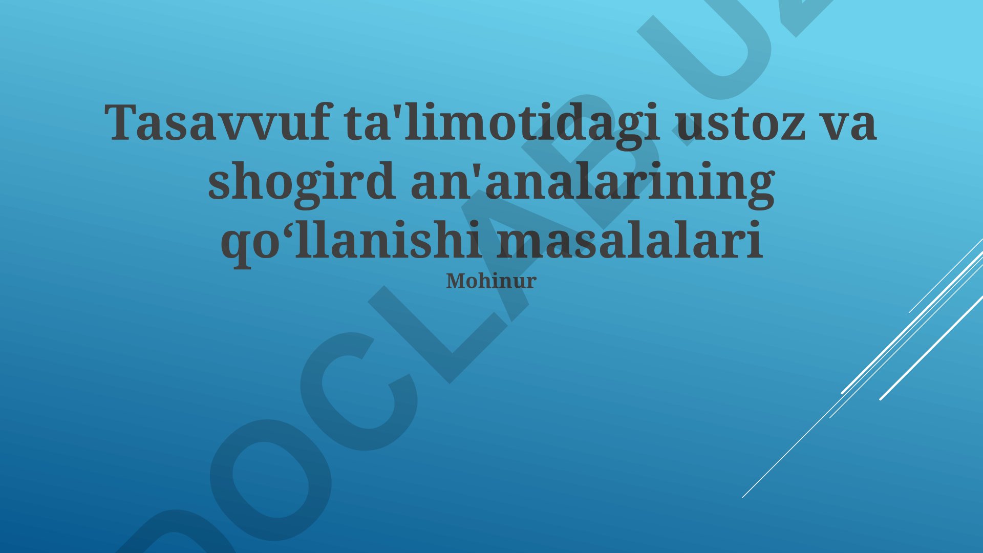 Tasavvuf ta'limotidagi ustoz va shogird an'analarining qo‘llanishi masalalari