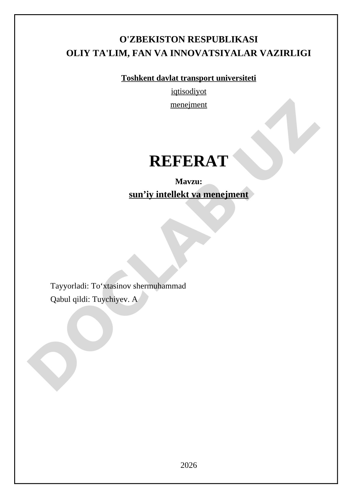 Sunʼiy intellekt va menejment