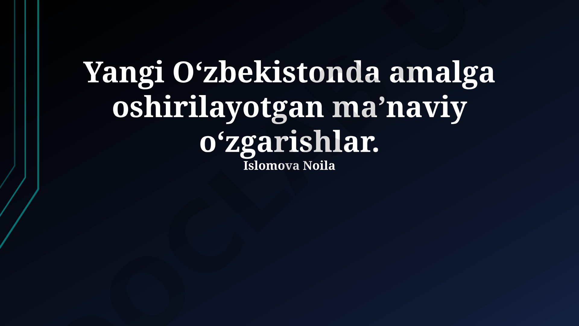 Yangi Oʻzbekistonda maʼnaviy oʻzgarishlar