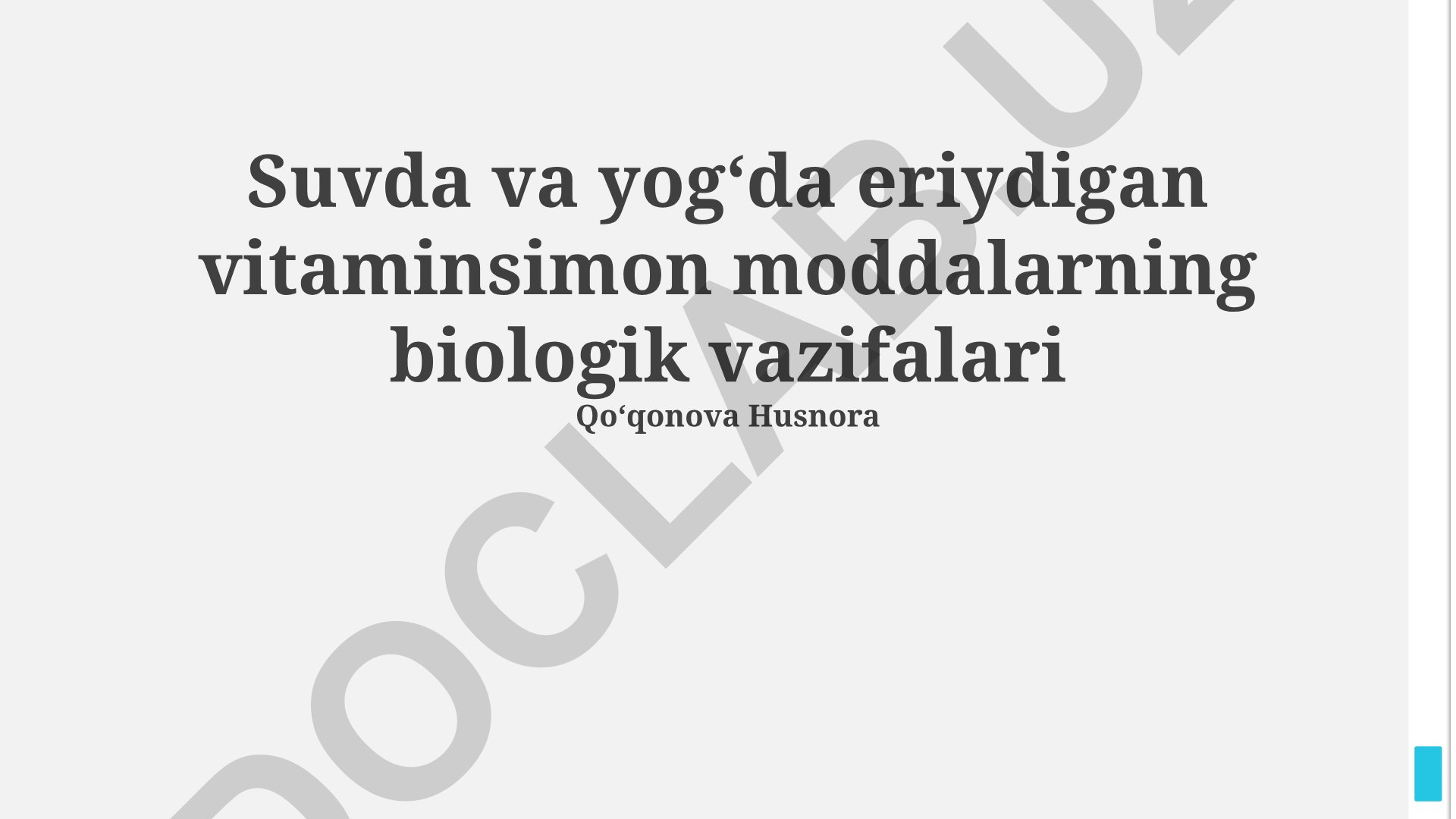 Yog'da va suvda eriydigan vitaminsimon moddalarning biologik vazifalari