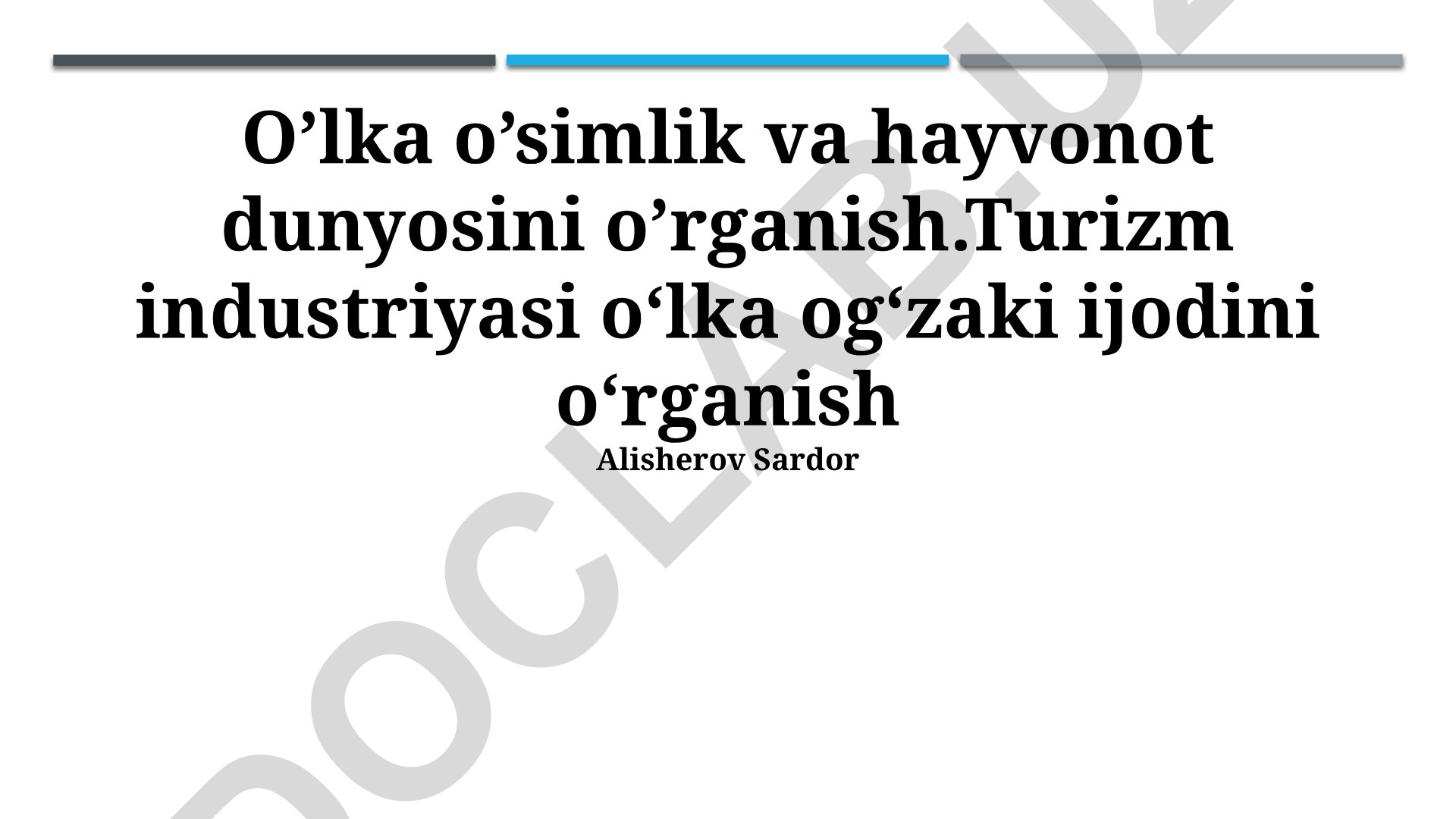 Oʻzbekiston hududlarida oʻsimlik, hayvonot va ogʻzaki anʼanalarni turizm sohasida oʻrganish
