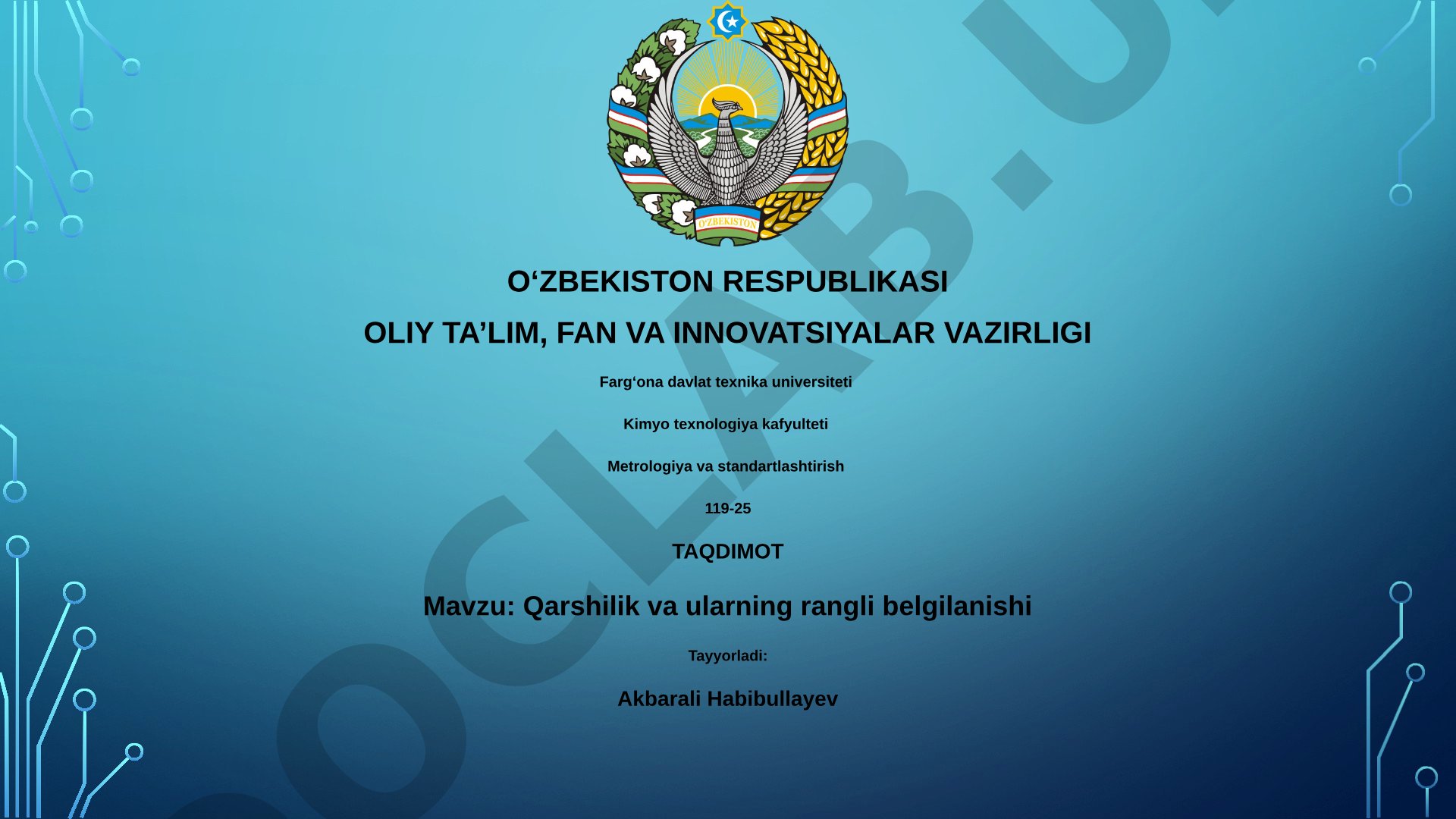 Qarshilik va ularning rangli belgilanishi