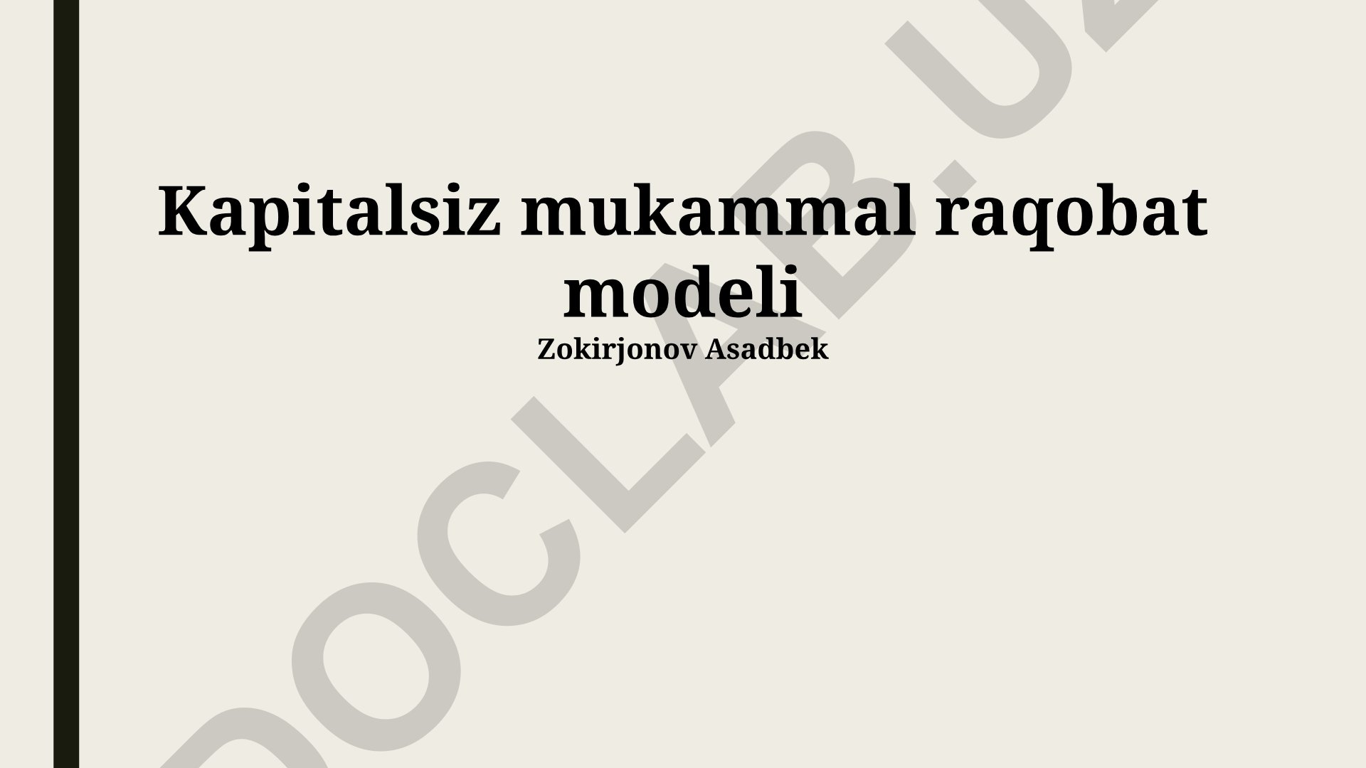 Kapitalsiz mukammal raqobat modeli