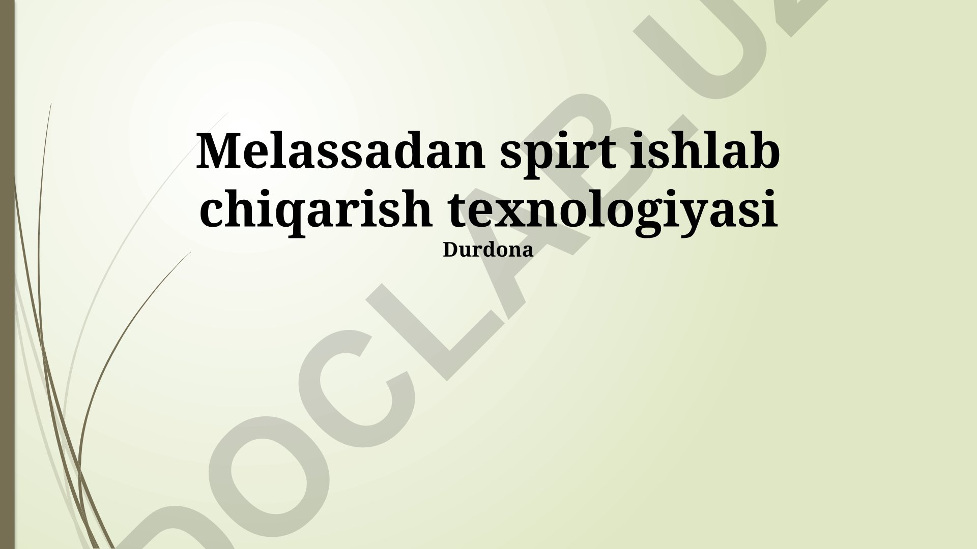 Molassadan spirt ishlab chiqarish texnologiyasi