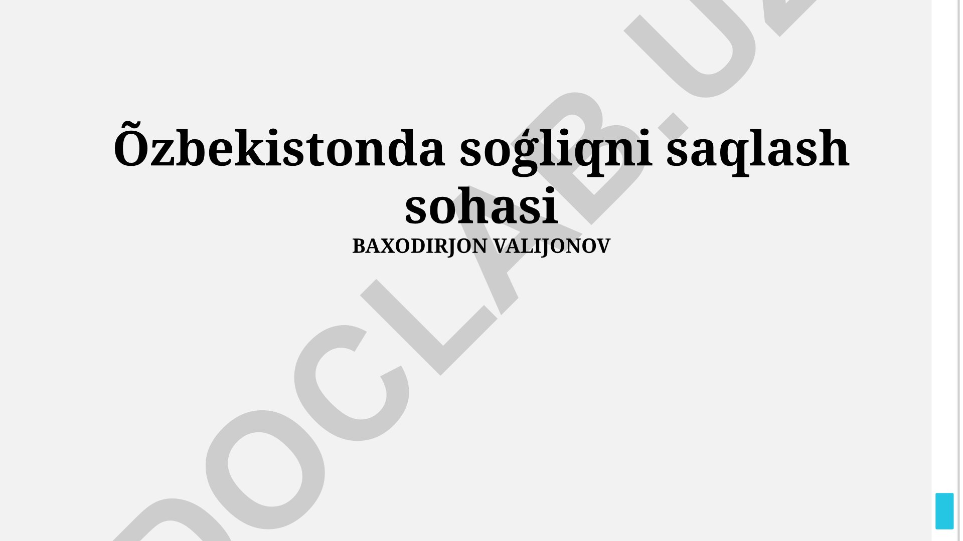O'zbekistonda sog'liqni saqlash sohasining kelajak rejalari va muammolari