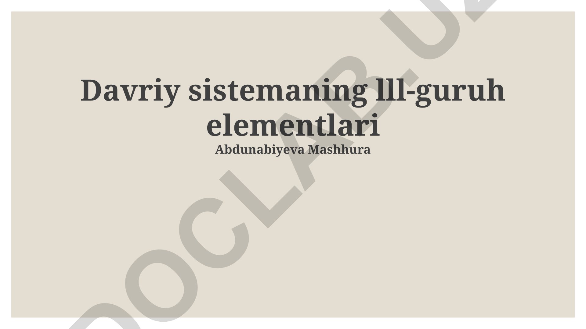 Davriy sistemaning III-guruh elementlari