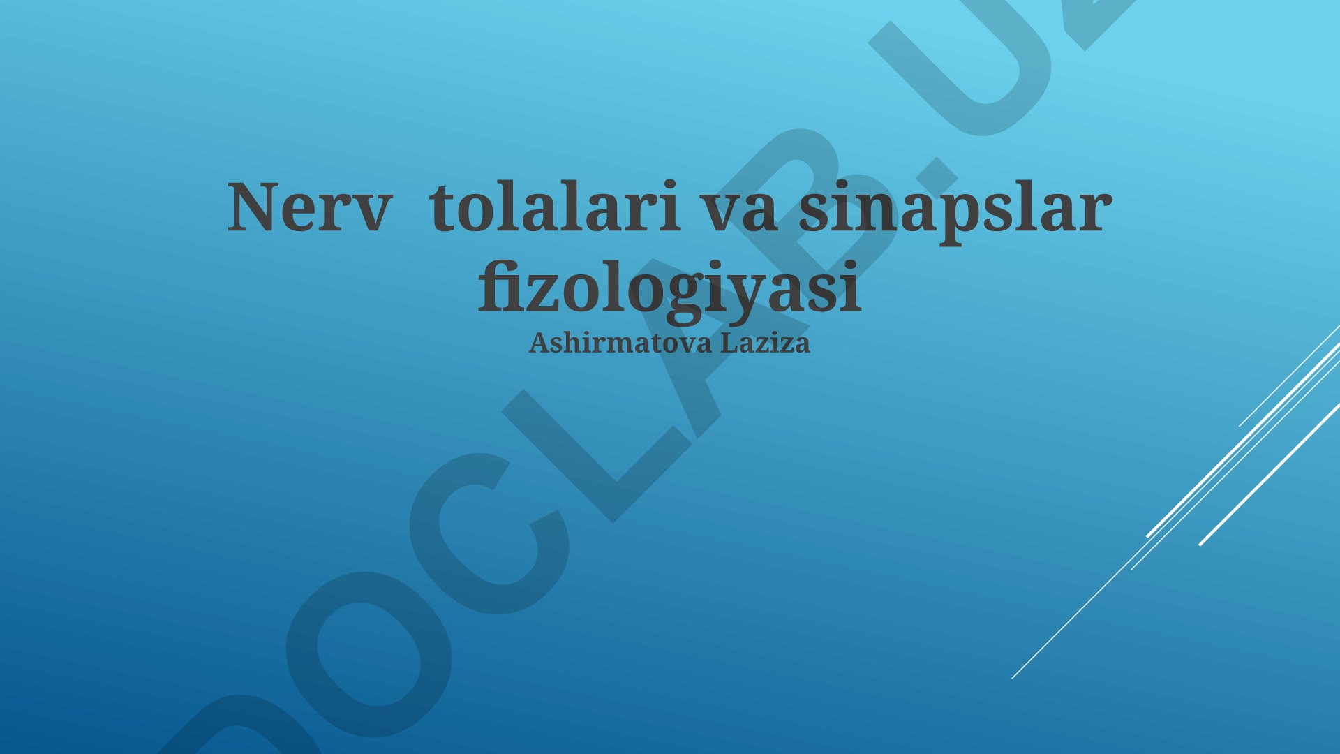 Nerv tolalari va sinapslar fizologiyasi