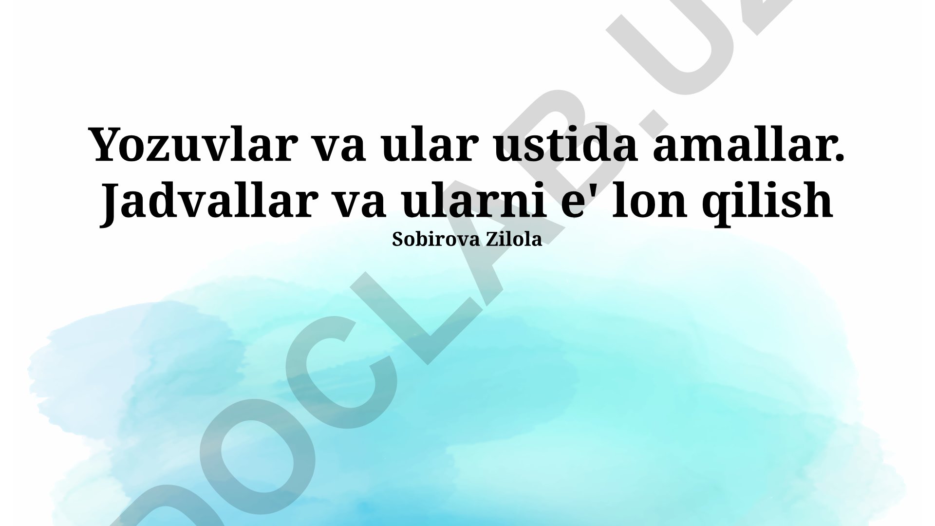 Jadvallar va yozuvlar ustida amallar