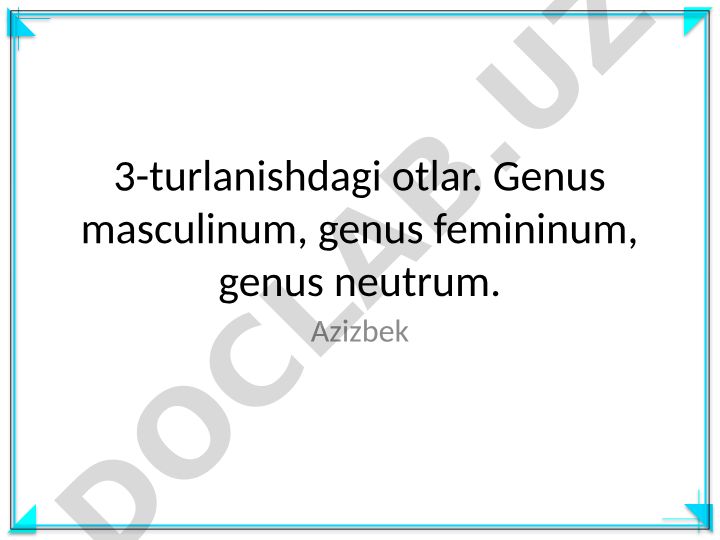 Otlarning jinslari va grammatik xususiyatlari