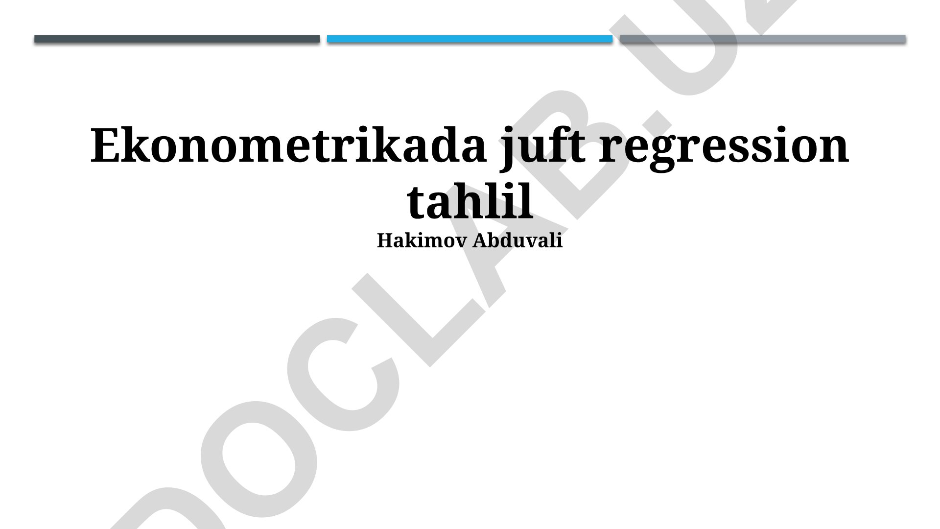 Juft regression tahlili va ekonometrikada qo'llanilishi