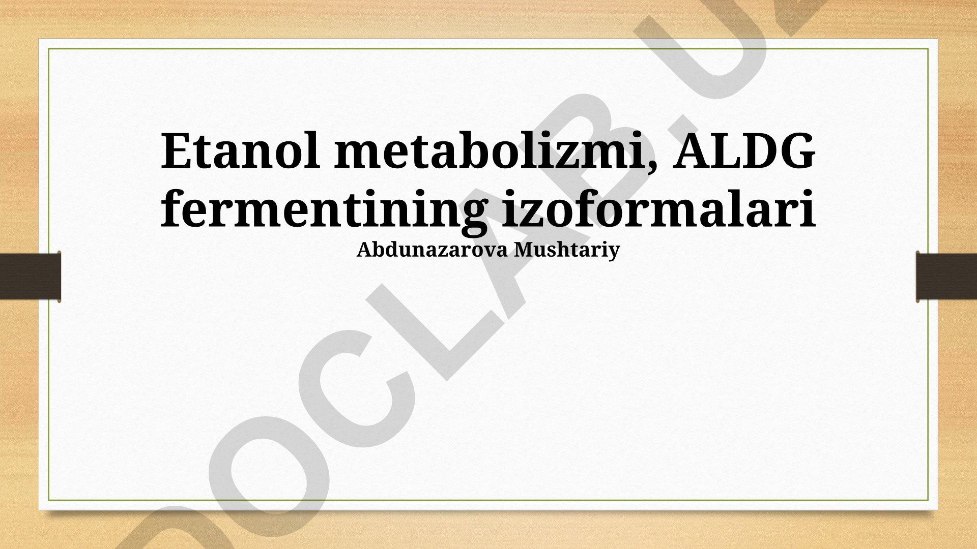 Etanol metabolizmi va ALDH ferment izoformalari