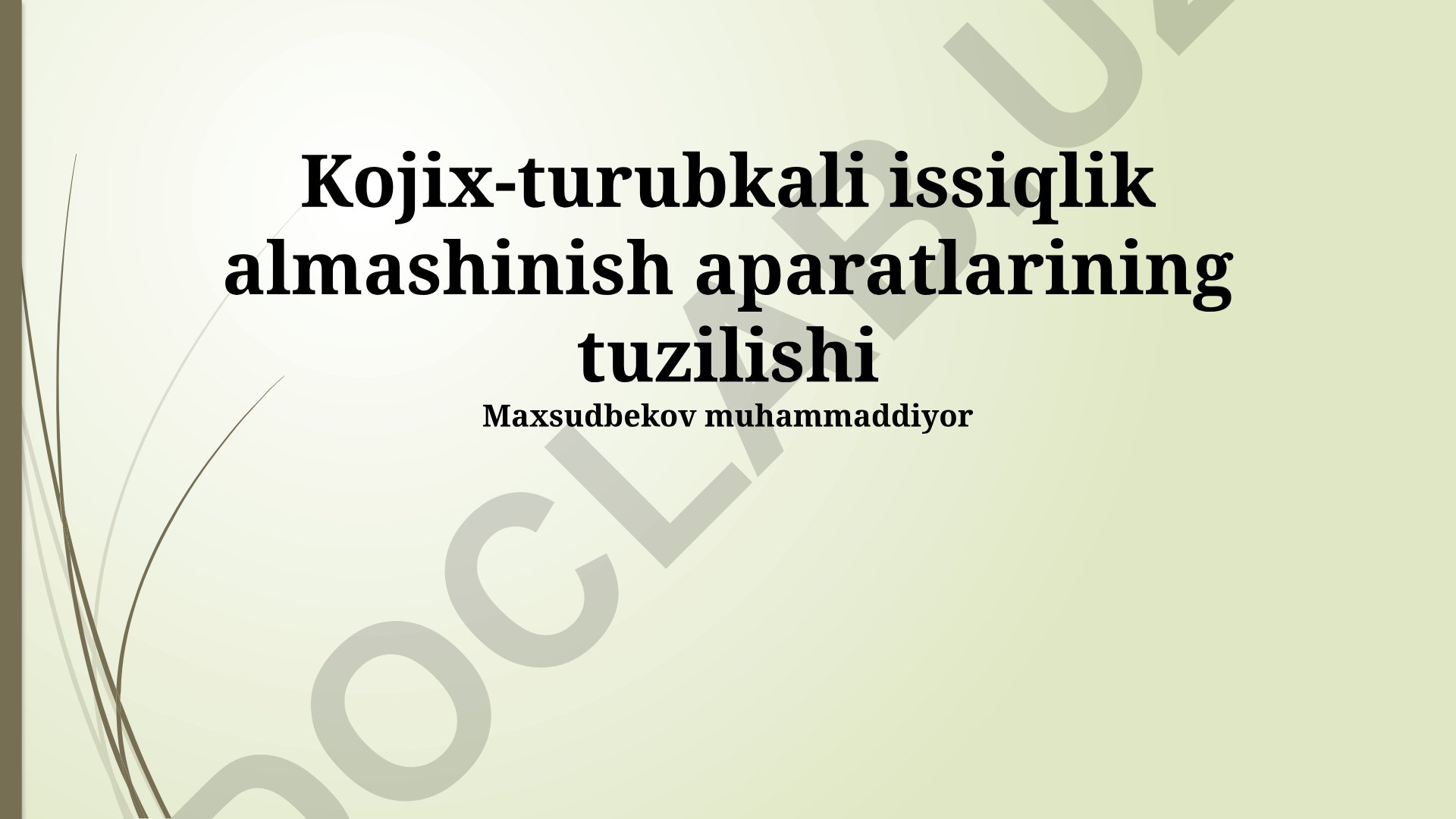 Kojix-turubkali issiqlik almashinish apparatlarining tuzilishi