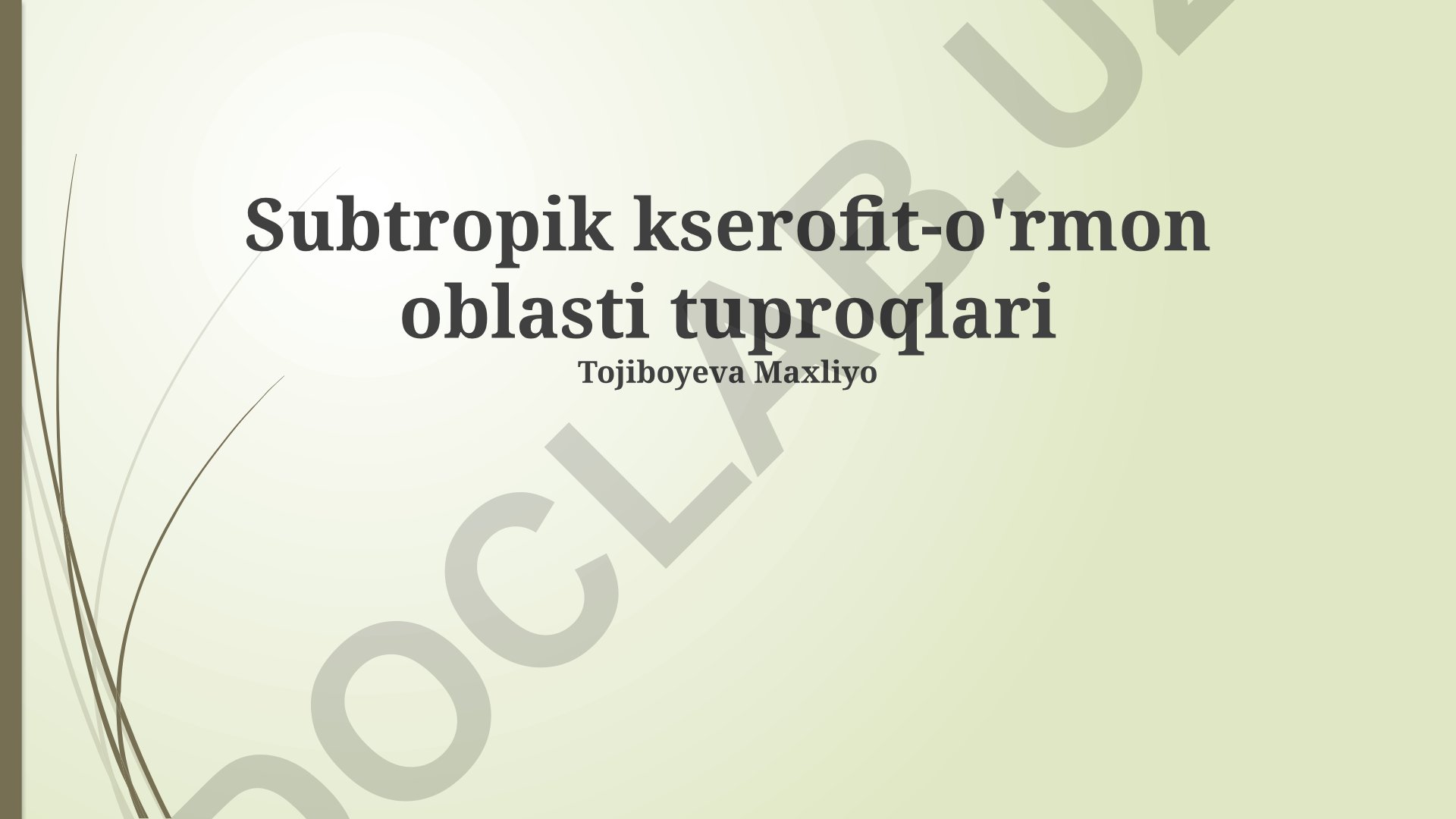Subtropik xerofit o'rmon tuproqlarining ekologiyasi va muhofazasi