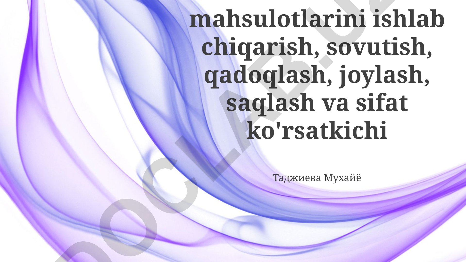 Makaron mahsulotlarini ishlab chiqarish, sovutish, qadoqlash va sifat ko'rsatkichlari