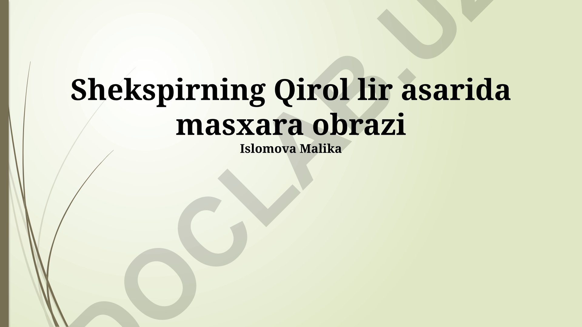 Shekspirning Qirol lir asarida masxara obrazi