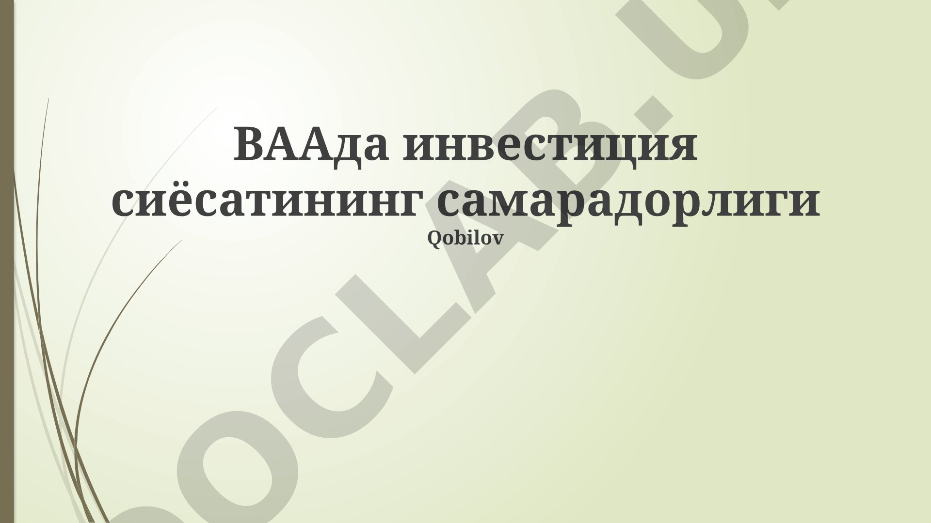 BAAda investitsiya siyosatining samaradorligi