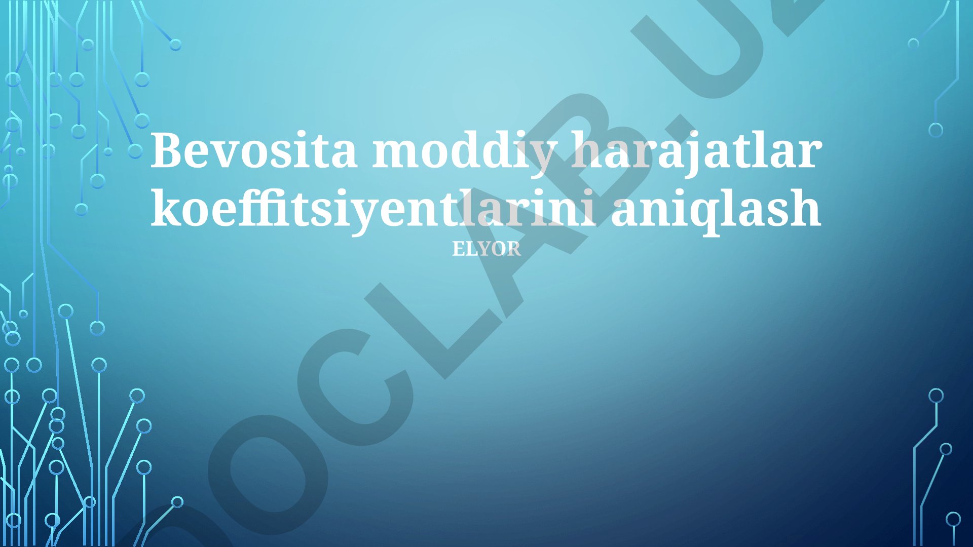 Bevosita moddiy harajatlar koeffitsiyentlarini aniqlash