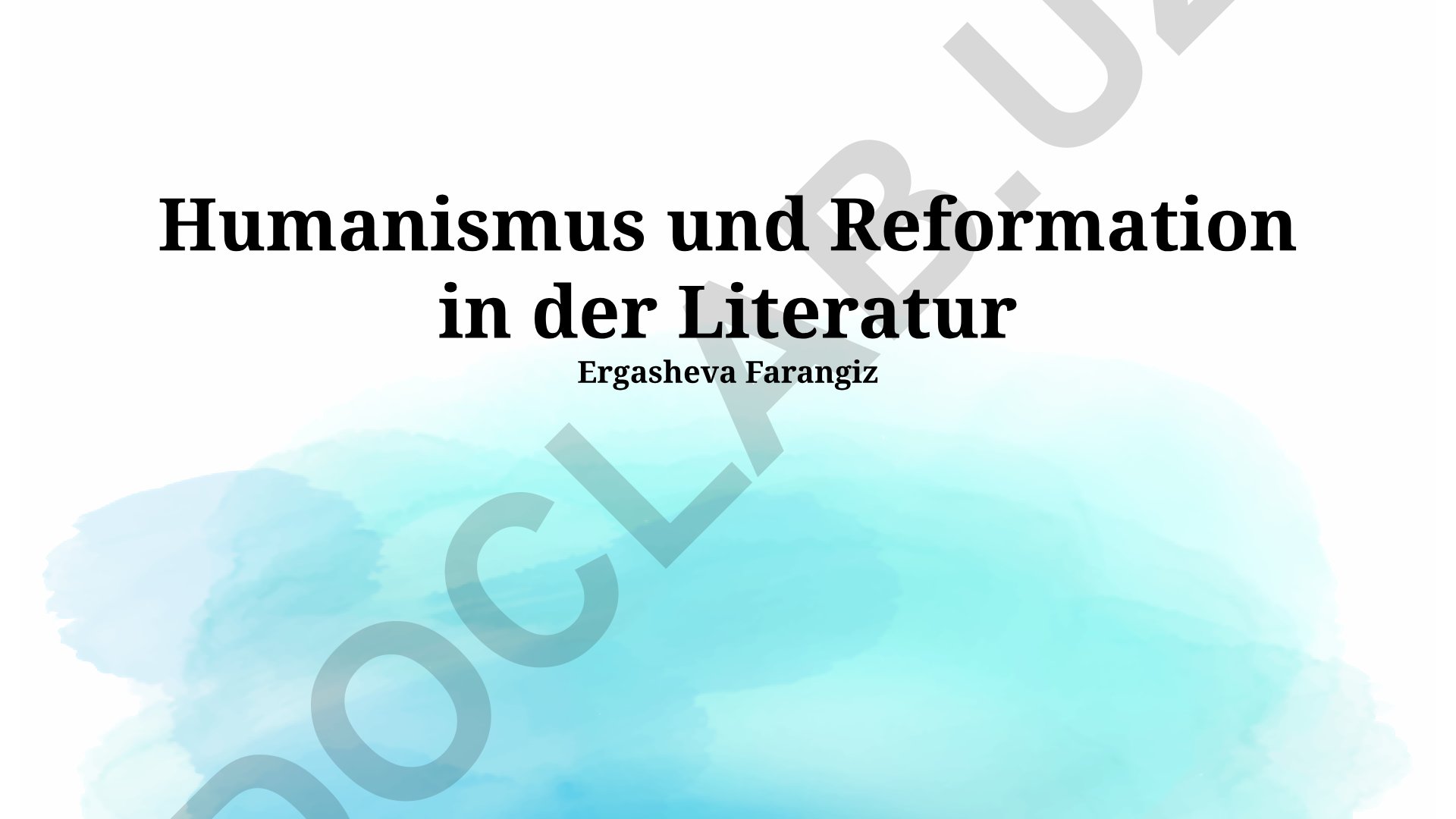 Humanismus und Reformation in der Literatur