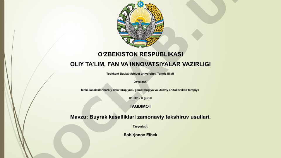 Buyrak kasalliklari zamonaviy tekshiruv usullari