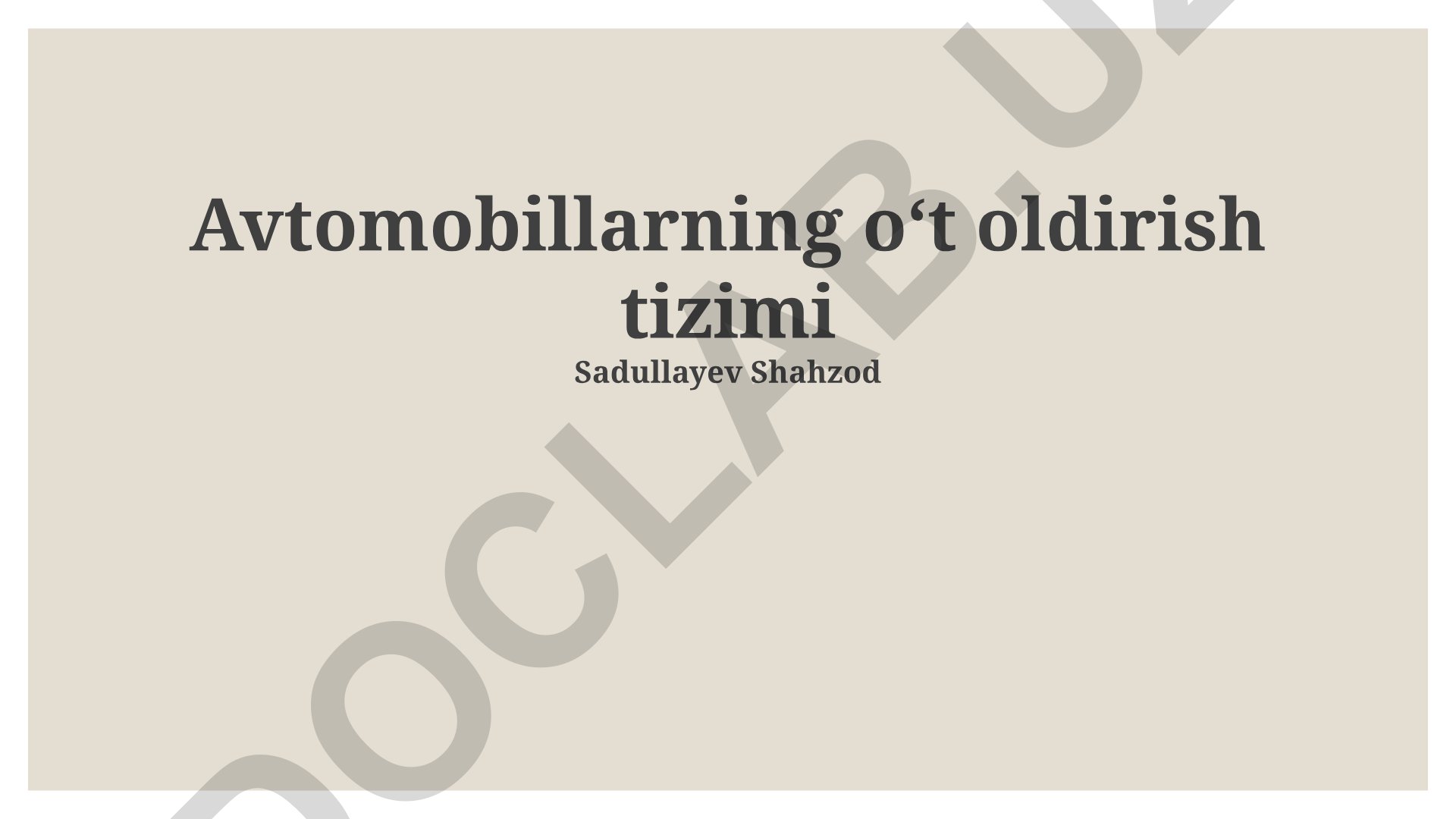 Avtomobillarning oʻt oldirish tizimi