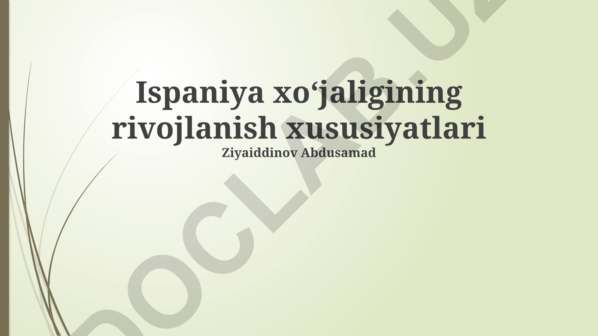Ispaniya xo'jaligining rivojlanish xususiyatlari
