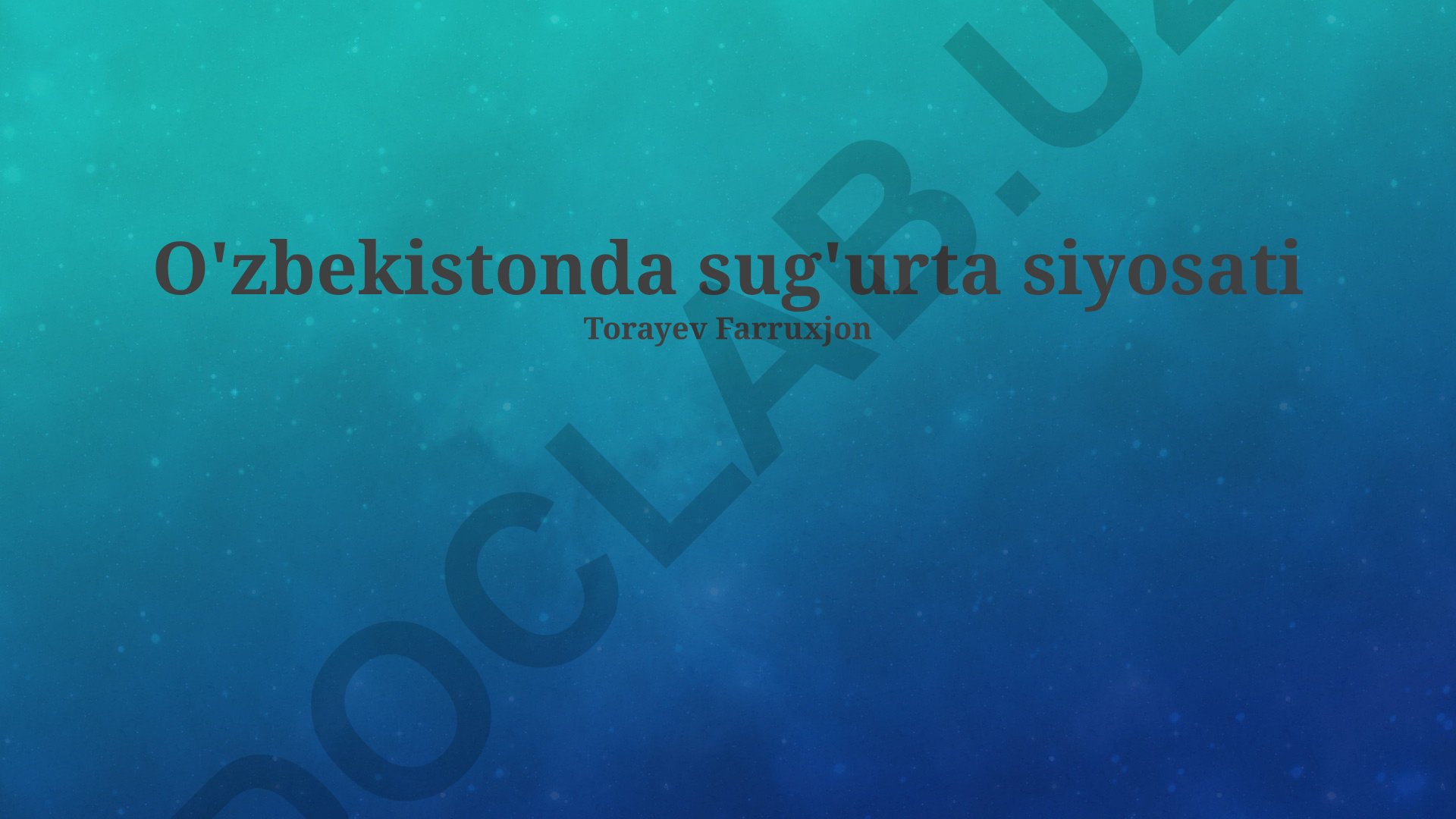 O'zbekistonda sug'urta siyosati