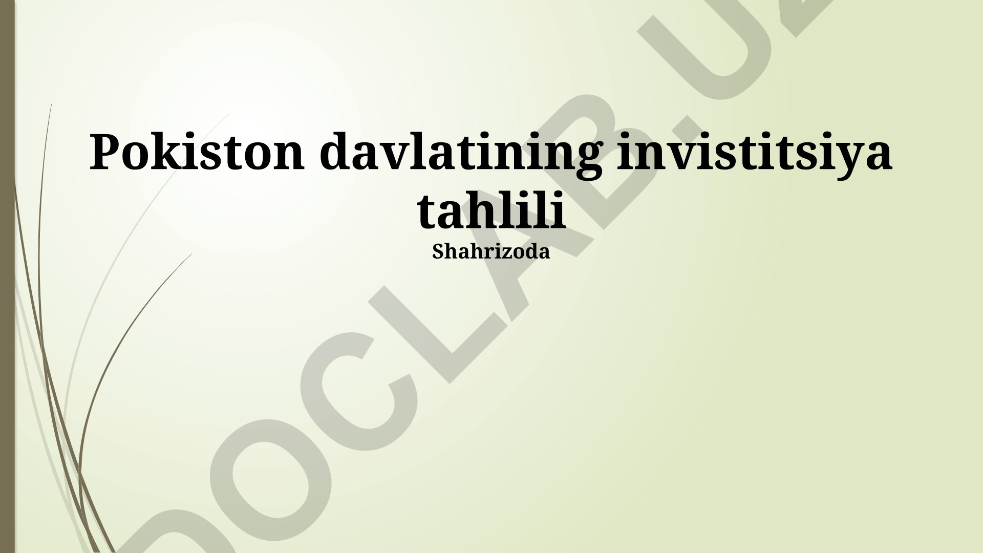 Pokiston davlatining investitsiya tahlili