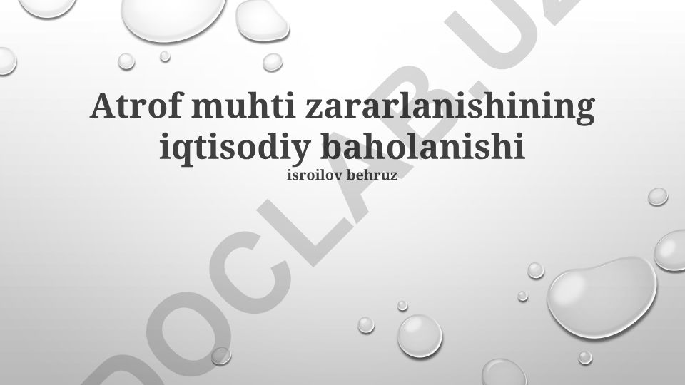 Atrof muhtining ifloslanishini iqtisodiy baholash